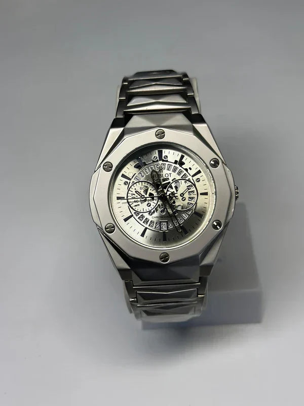 HUBLOT GENEVE MASTER LOCK-DATE ADJUST SKELETON WATCH